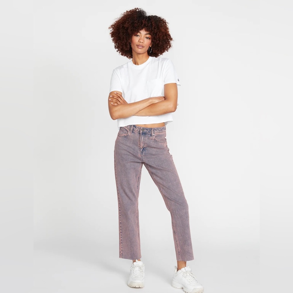 Volcom Women's Straight Leg Jeans in Dusty Rose Wash